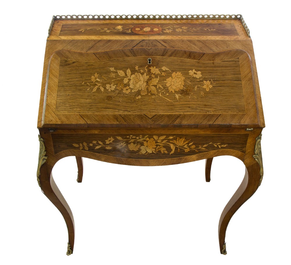 Mounted Marquetry & Rosewood Ladies Bureau View V