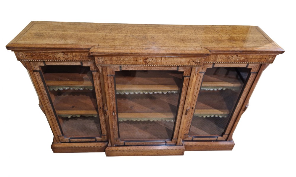 Golden Oak Breakfront Cabinet View VI