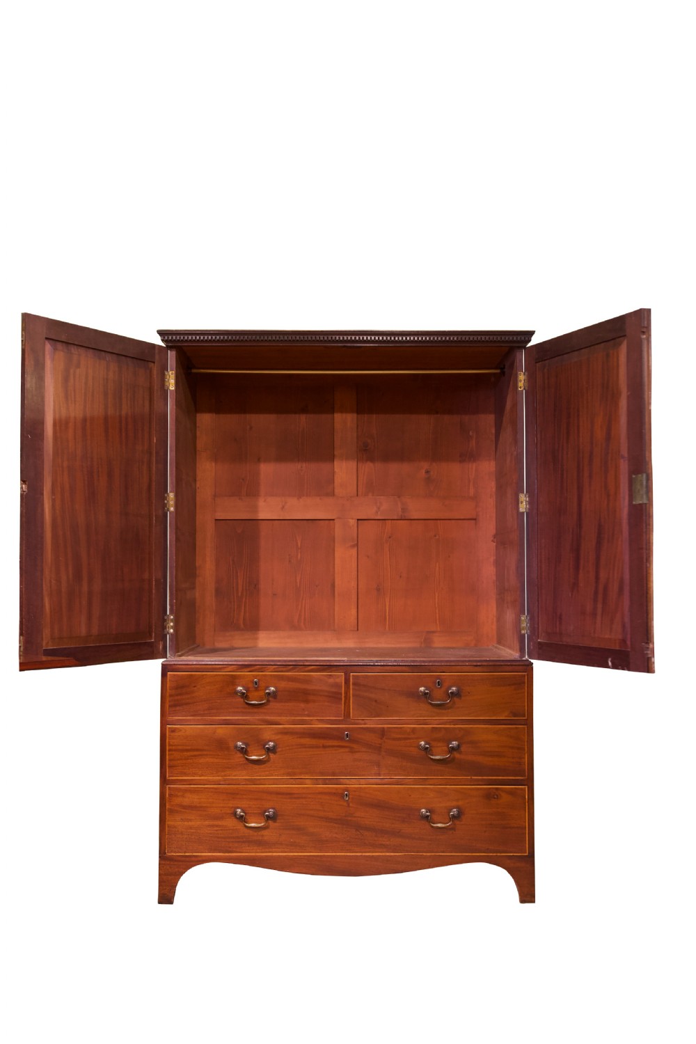 Mahogany Linen Press with Boxwood Stringing View II