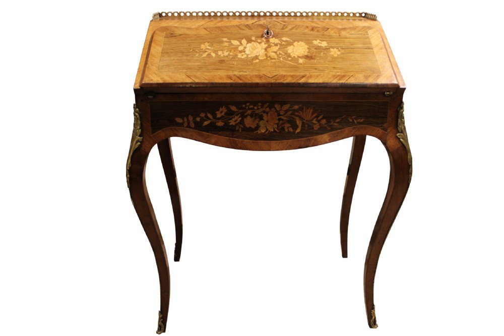 French Ormolu Mounted Marquetry and Rosewood Ladies Bureau View VI