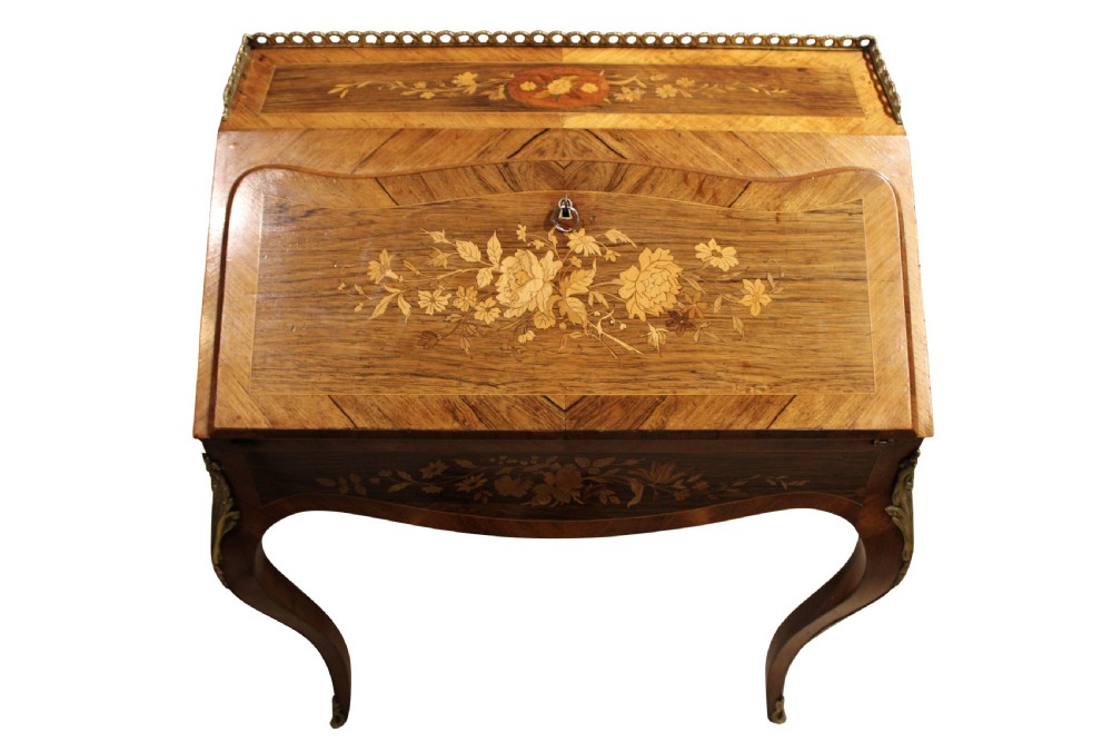 French Ormolu Mounted Marquetry and Rosewood Ladies Bureau View II