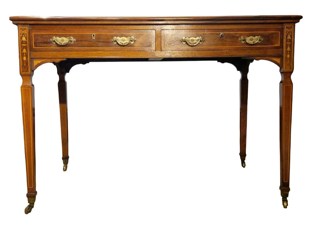 Rosewood two drawer writing table 