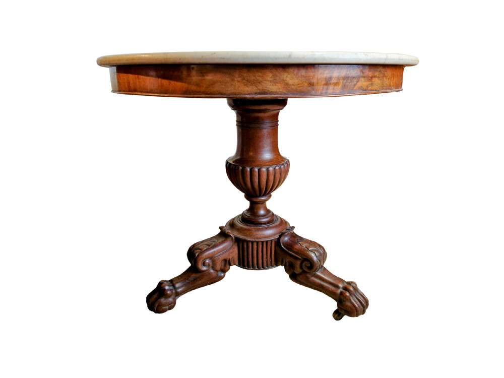 Mid 19thc French Gueridon Table with Marble Top