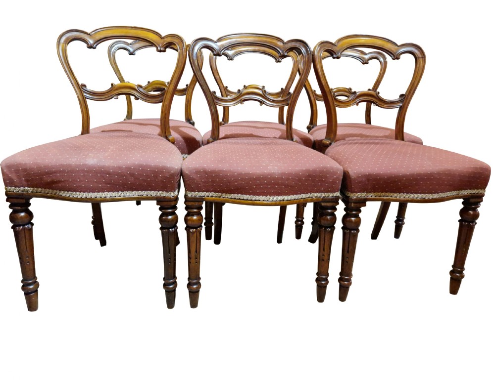 Fine Set of 6 Victorian Walnut Balloon Back Dining Chairs View II