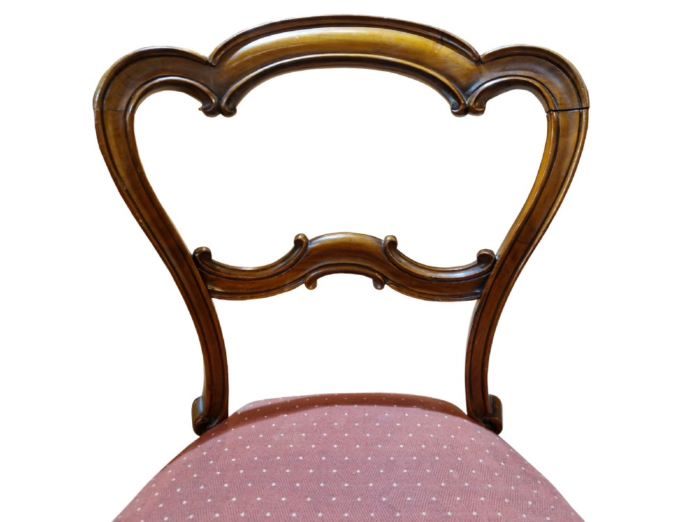 Fine Set of 6 Victorian Walnut Balloon Back Dining Chairs View VI