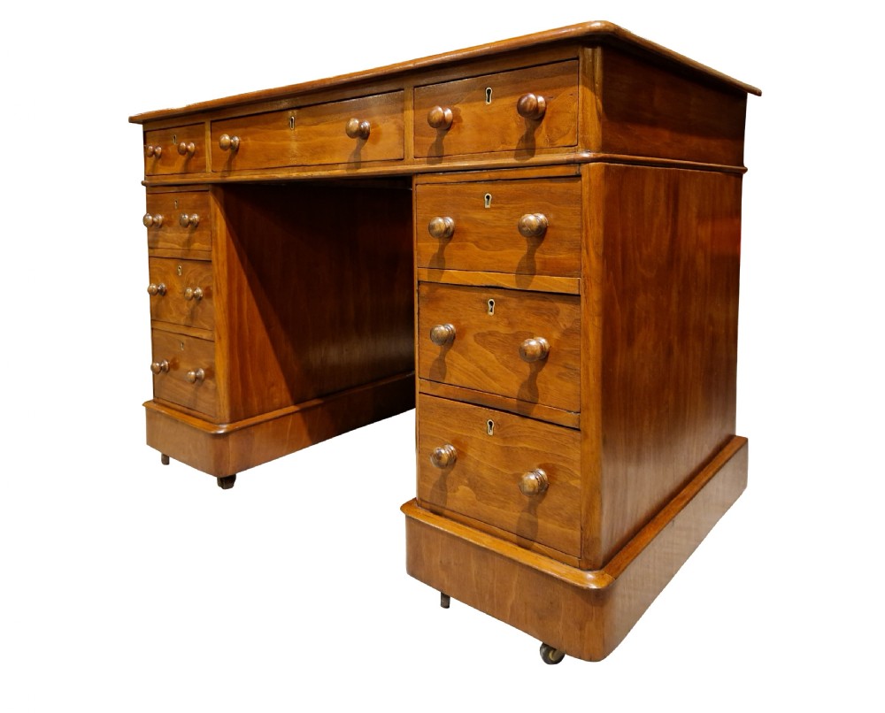 Small Victorian Mahogany Pedestal Desk View IV