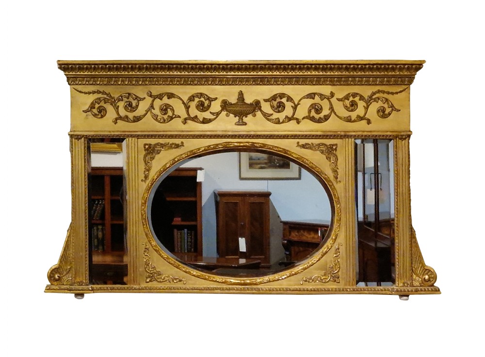 19th Century Giltwood & Gesso Overmantel Mirror