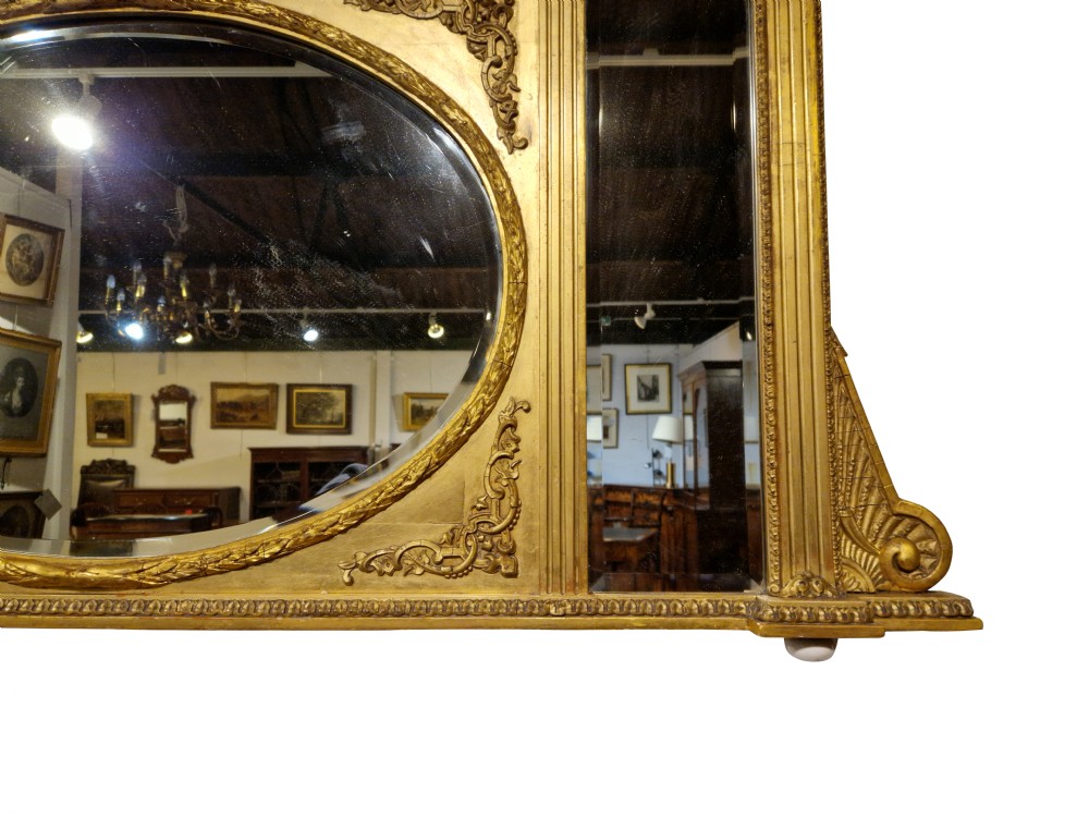 19th Century Giltwood & Gesso Overmantel Mirror View II