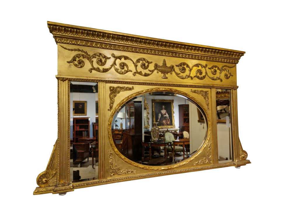 19th Century Giltwood & Gesso Overmantel Mirror View III