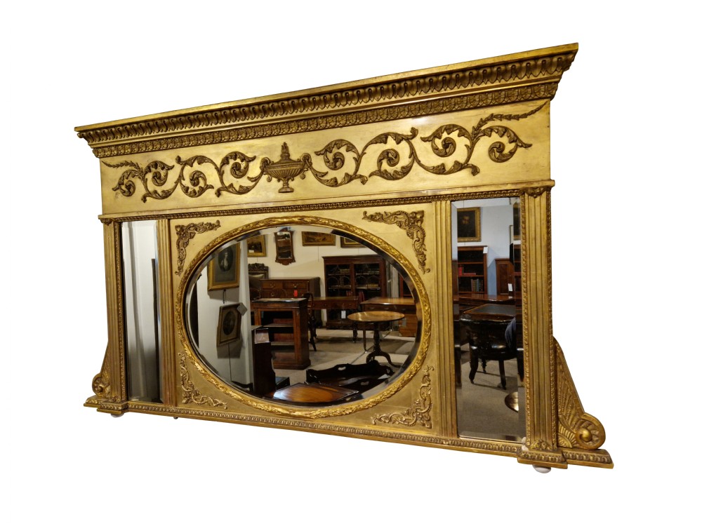 19th Century Giltwood & Gesso Overmantel Mirror View IV