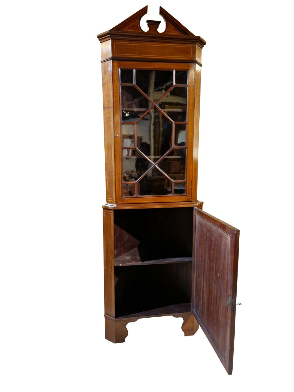 Edwardian Inlaid Full Height Corner Cabinet View III