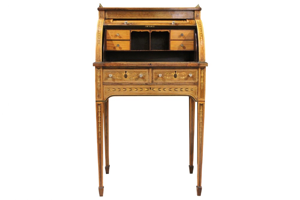 Pretty Sheraton Revival Cylinder Desk View IV
