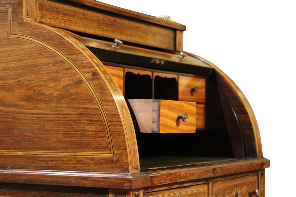 Pretty Sheraton Revival Cylinder Desk View V