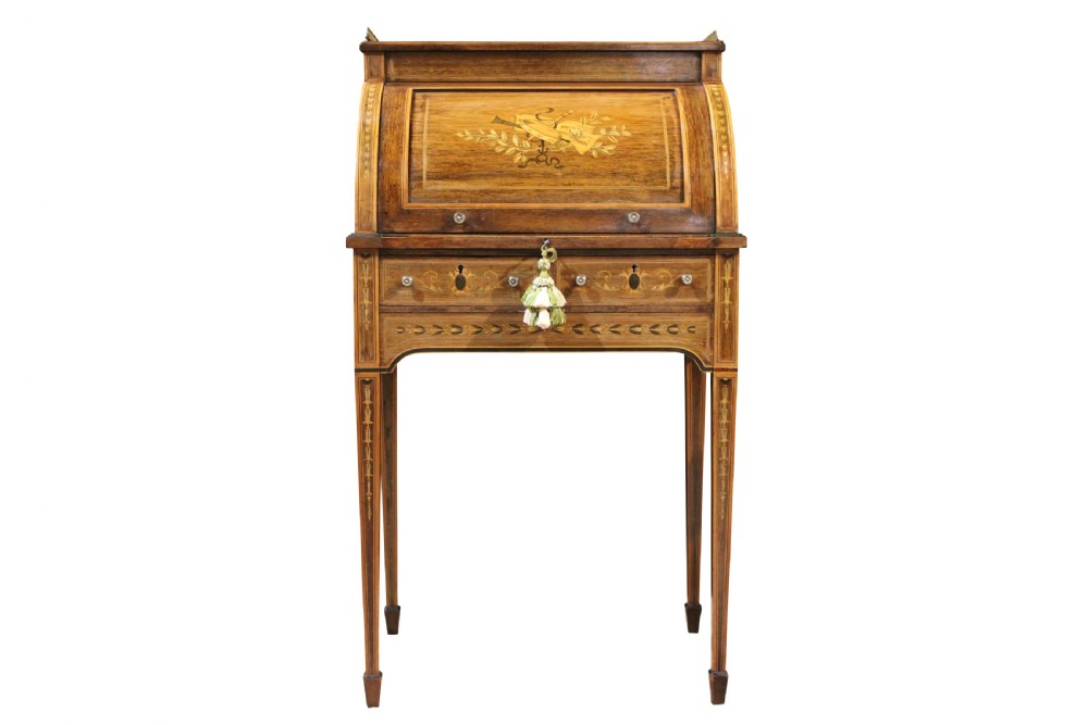 Pretty Sheraton Revival Cylinder Desk View VI