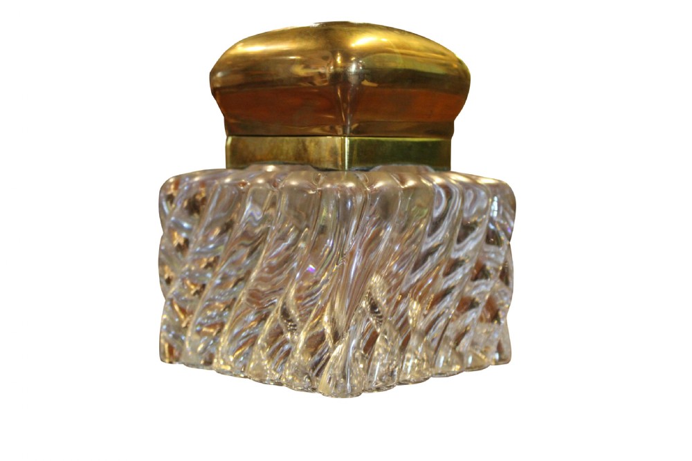 Large Pressed Glass Inkwell