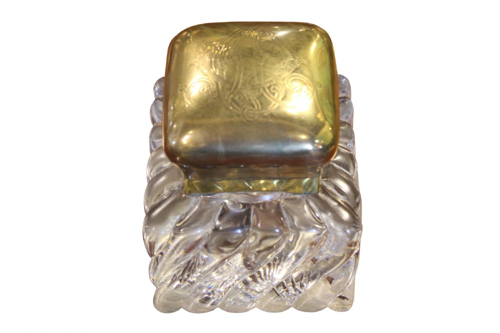 Large Pressed Glass Inkwell View III