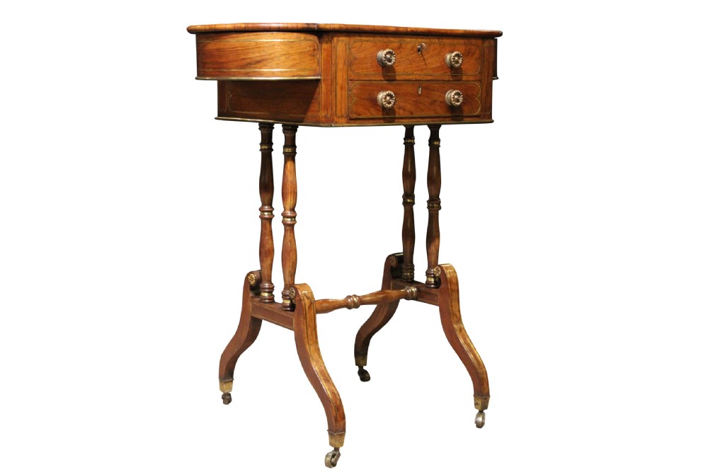 Regency Rosewood & Brass Inlaid Work Table