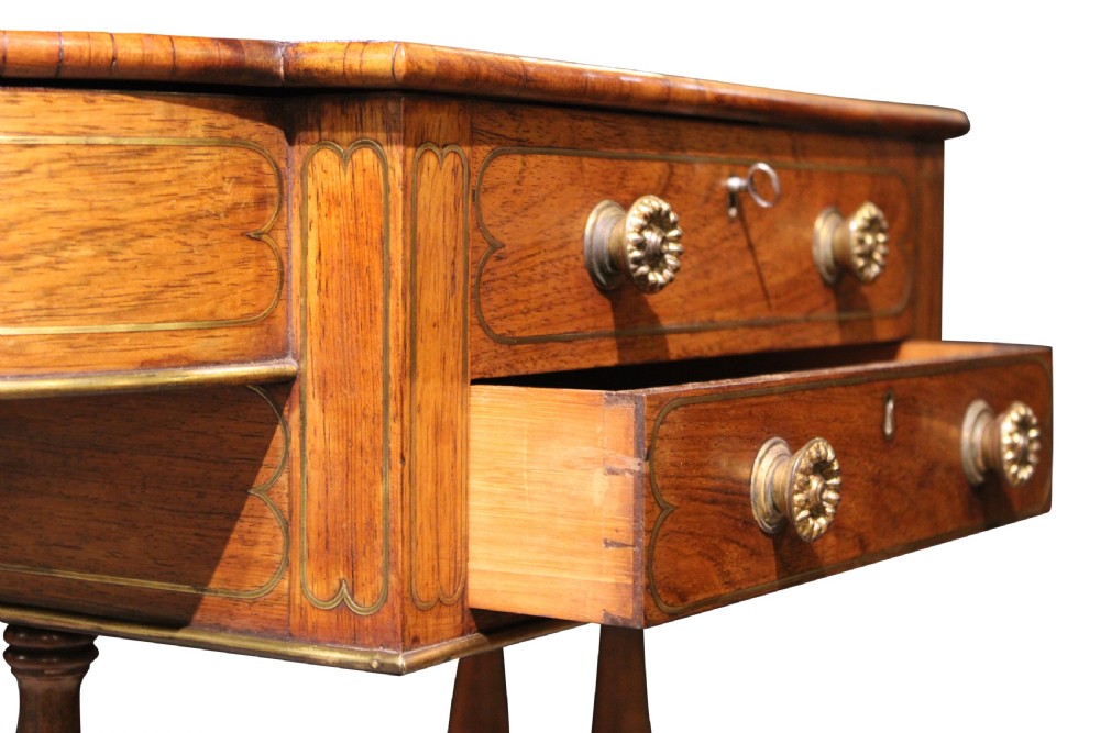 Regency Rosewood & Brass Inlaid Work Table View III