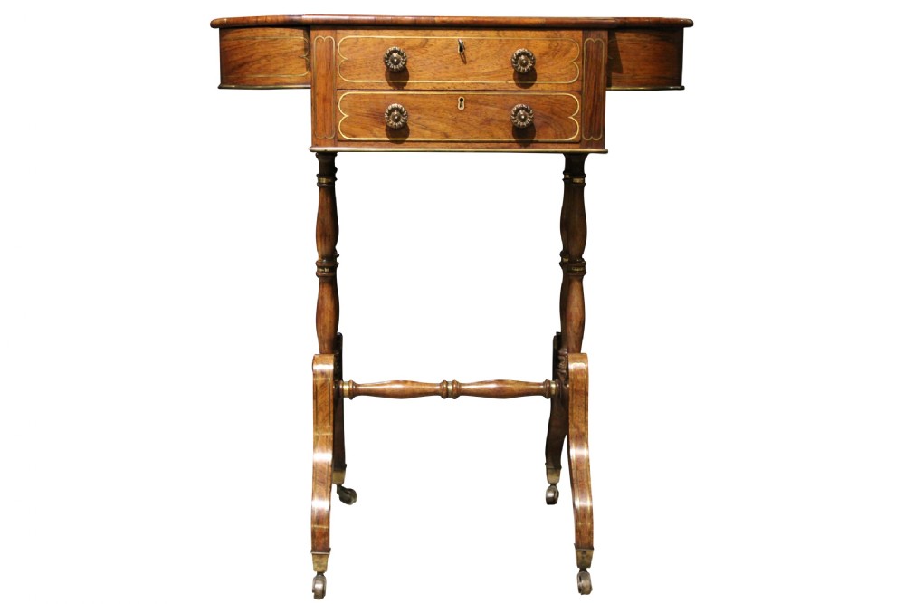 Regency Rosewood & Brass Inlaid Work Table View IV