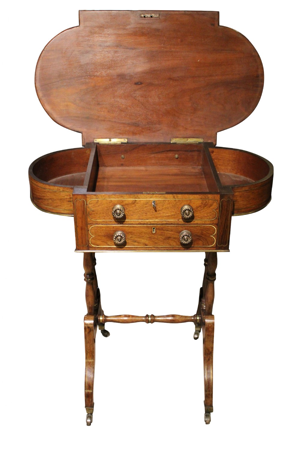 Regency Rosewood & Brass Inlaid Work Table View VI