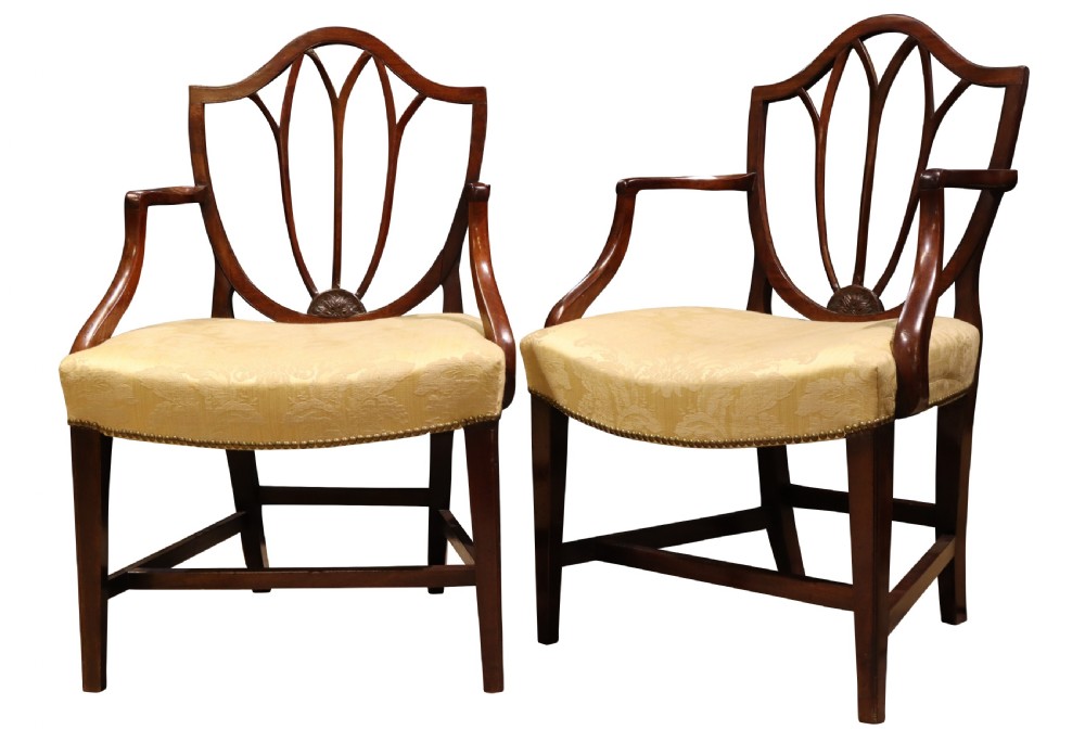 Pair George III Mahogany Open Armchairs View V