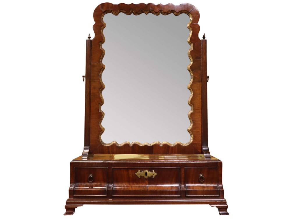 George II Mahogany Toilet Mirror with Three Drawers, Circa 1740