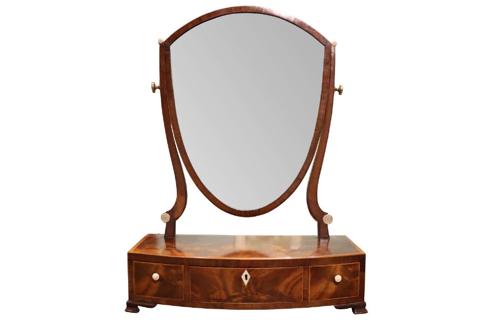 Georgian Mahogany Dressing Table Mirror with Sheild-Shaped Plate, Circa 1800