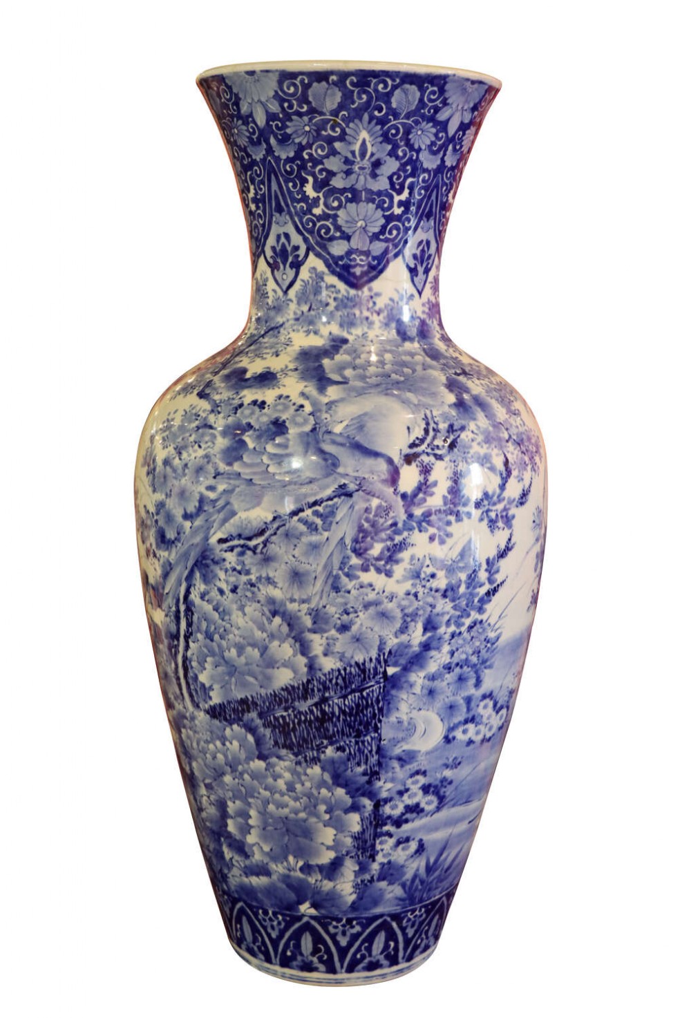Exceptionally Large Japanese Arita Blue and White Vase, 20th Century
