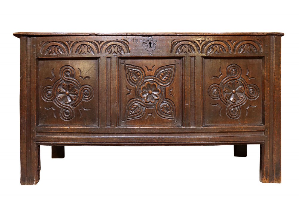 Late 17th Century Carved Oak Coffer