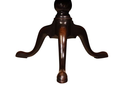 A Georgian mahogany two-tier dumbwaiter featuring circular dished trays resting on a turned central column with three curved tripod legs. View IV