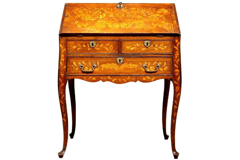 Fine Dutch Floral Marquetry Bureau, circa 1800