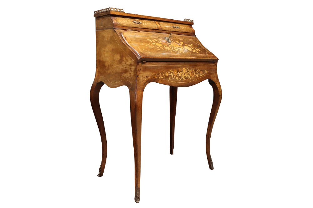 19th Century French Louis XV Style Marquetry Bonheur-du-Jour, Circa 1870
