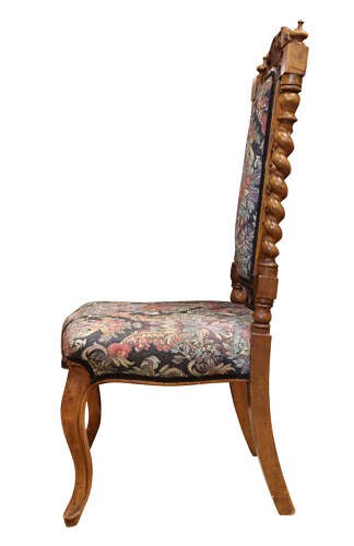 Victorian Carved Walnut Nursing Chair with Tapestry Upholstery, Circa 1870 View III