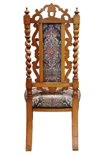 Victorian Carved Walnut Nursing Chair with Tapestry Upholstery, Circa 1870 View V