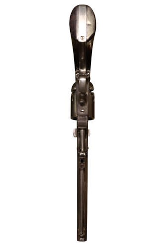 An antique Colt Model 1851 Navy percussion revolver featuring a grey steel frame, an octagonal barrel, a six-shot cylinder, and a dark walnut grip. View III