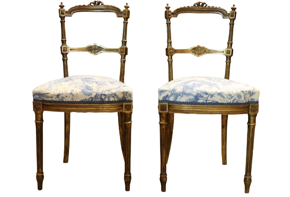 Pair of French Giltwood Salon Chairs in the Louis XVI Style, Early 20th Century