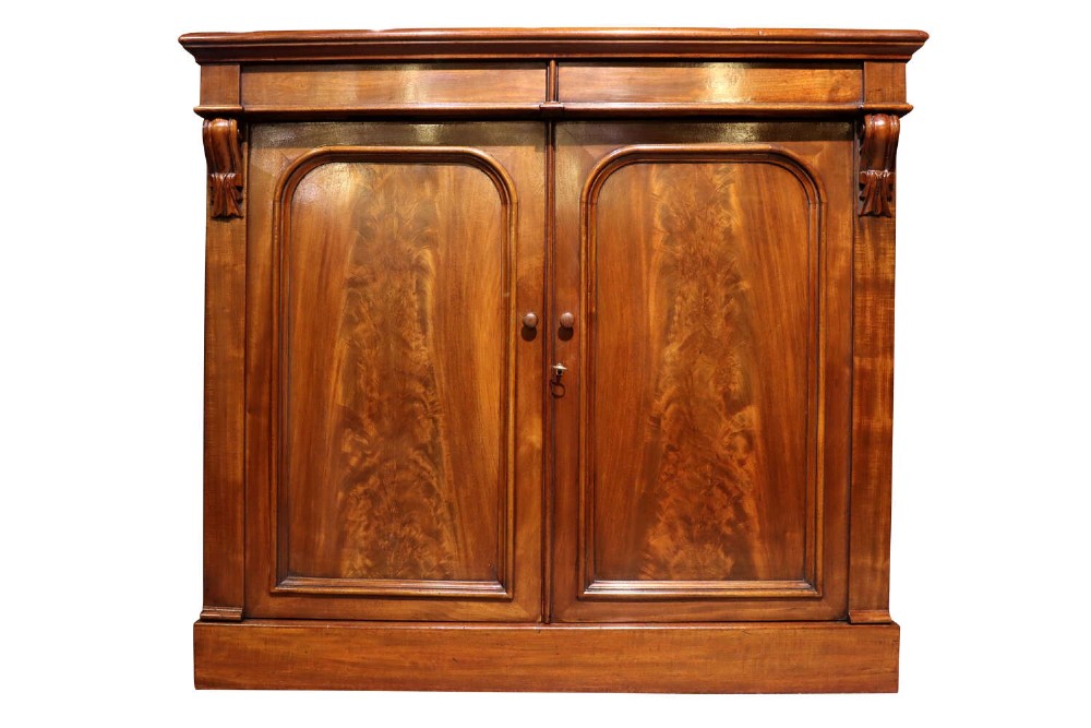 Early Victorian Mahogany Chiffonier with Flame Mahogany Panelled Doors, Circa 1840