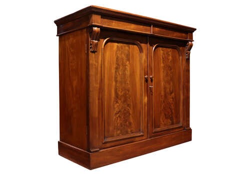 Early Victorian Mahogany Chiffonier with Flame Mahogany Panelled Doors, Circa 1840 View II
