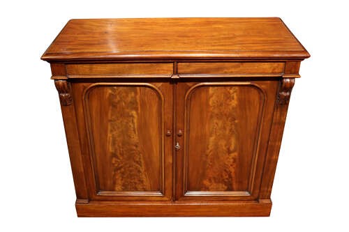 Early Victorian Mahogany Chiffonier with Flame Mahogany Panelled Doors, Circa 1840 View V