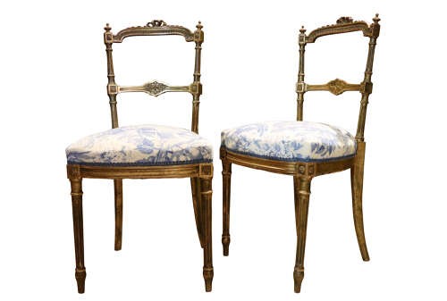 Pair of French Giltwood Salon Chairs in the Louis XVI Style, Early 20th Century View II