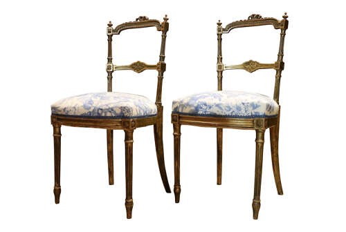 Pair of French Giltwood Salon Chairs in the Louis XVI Style, Early 20th Century View III