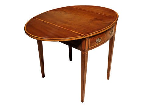A Fine William IV Mahogany Oval Pembroke Table with Satinwood Crossbanding, Circa 1830 View III