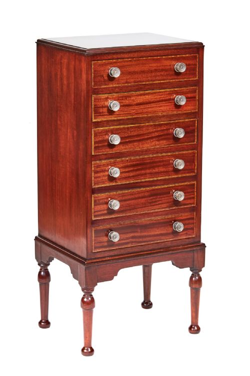 Edwardian Mahogany Inlaid 6 Drawer Chest
