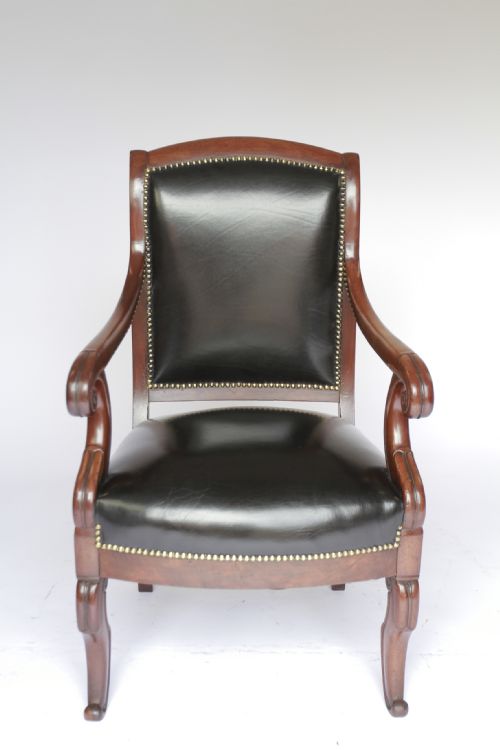 French Mahogany & leather  Library chair Circa 1820s