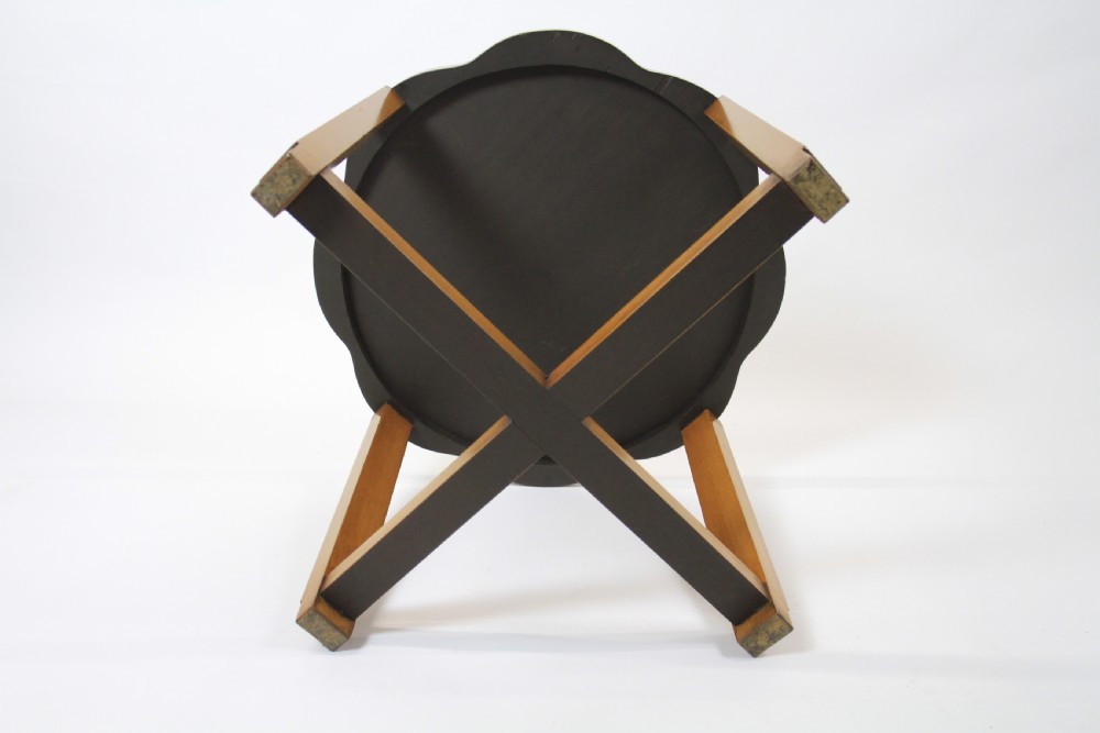 An Art Deco burr walnut nest of tables featuring a cloud-shaped top and four fitted segment side tables underneath. View IV