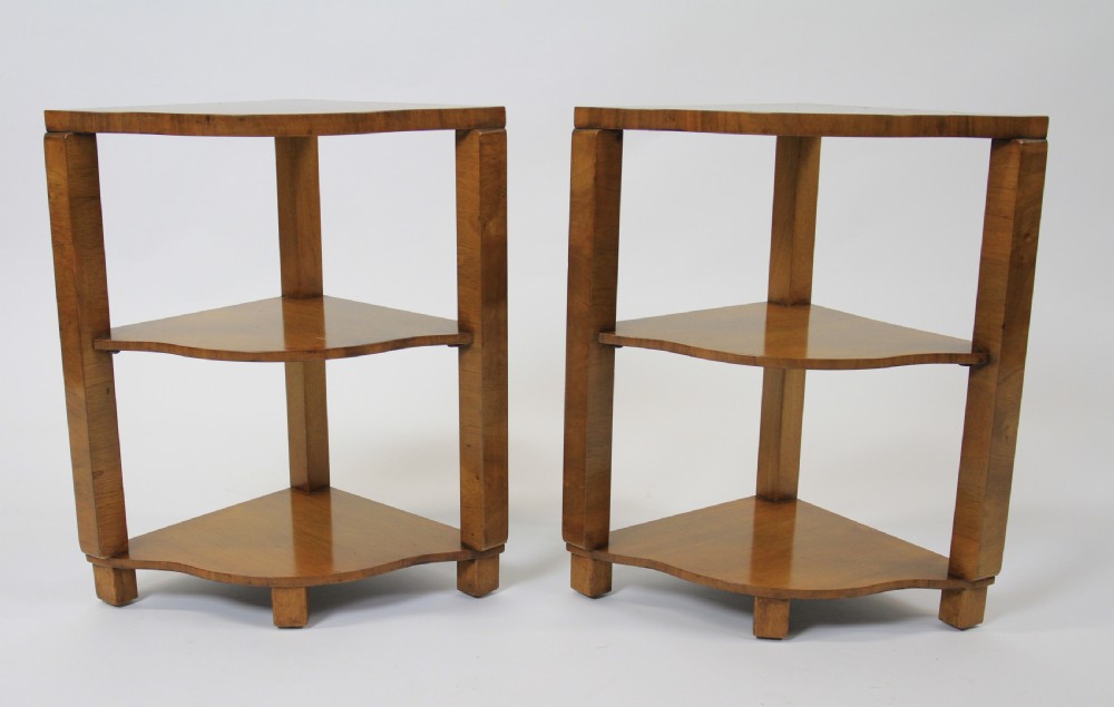An Art Deco burr walnut nest of tables featuring a cloud-shaped top and four fitted segment side tables underneath. View VII