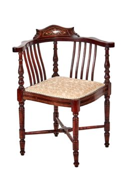 EDWARDIAN INLAID MAHOGANY CORNER CHAIR
