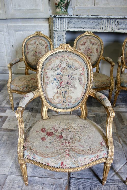 SET OF 6 18TH CENTURY FRENCH GILTWOOD ARMCHAIRS - ADDITIONAL PHOTO 2