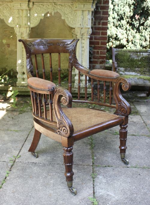 ENGLISH REGENCY OAK BERGERE ARMCHAIR - ADDITIONAL PHOTO 1