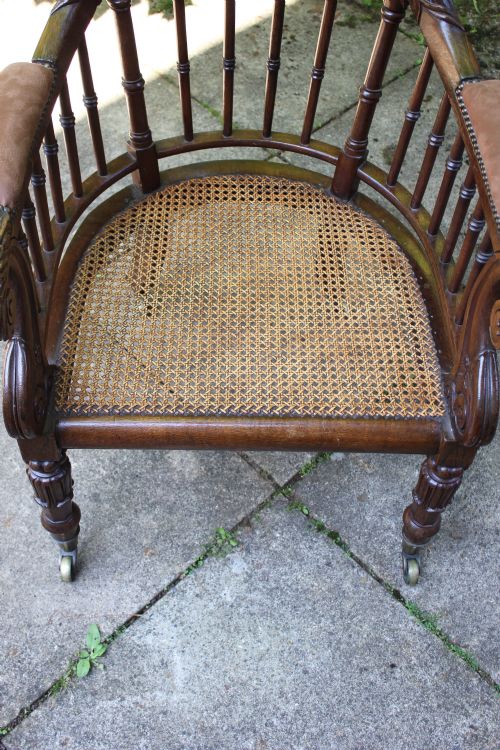 ENGLISH REGENCY OAK BERGERE ARMCHAIR - ADDITIONAL PHOTO 4